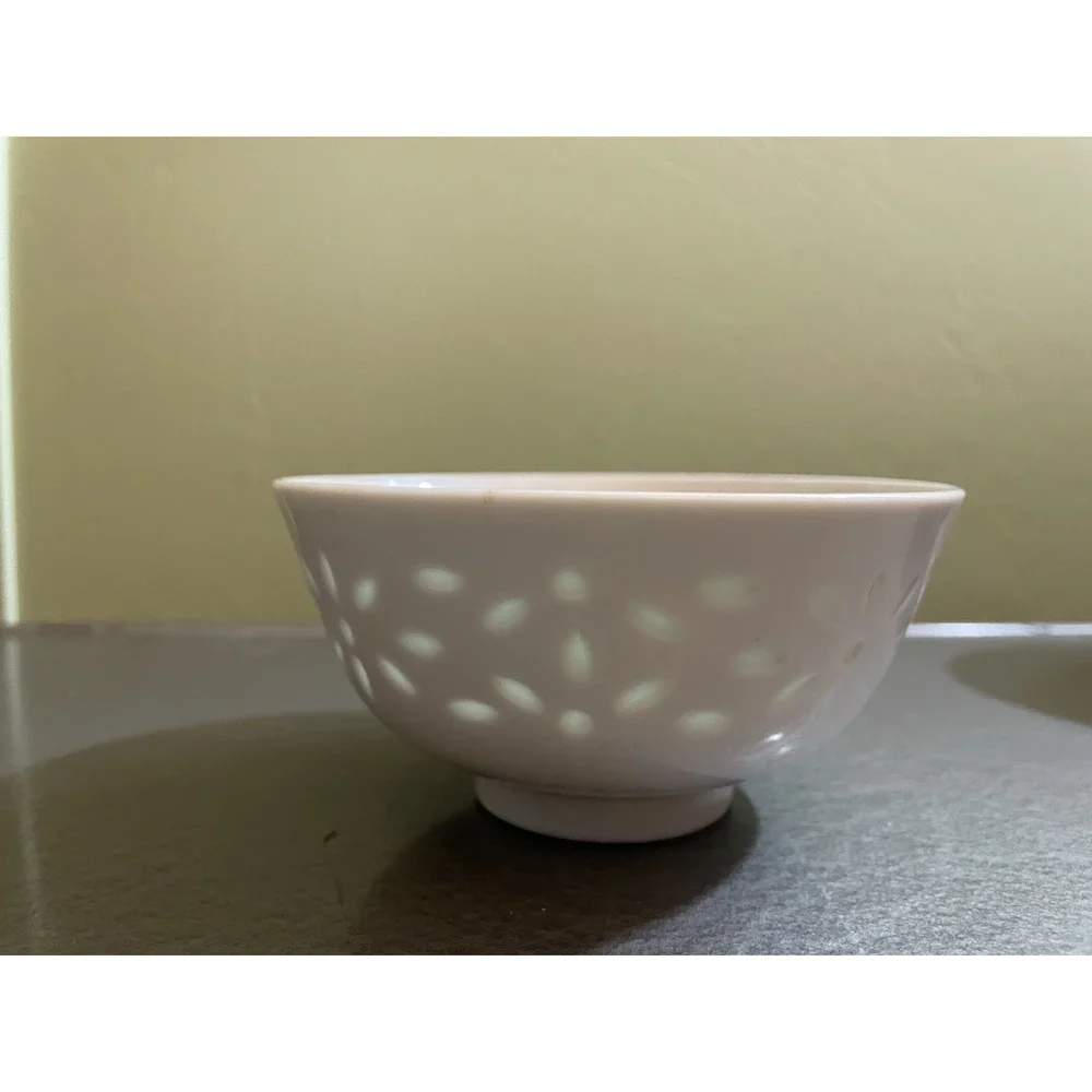 Antique Chinese White Porcelain Translucent Flower Spot Bowls,‎ Set Of 4